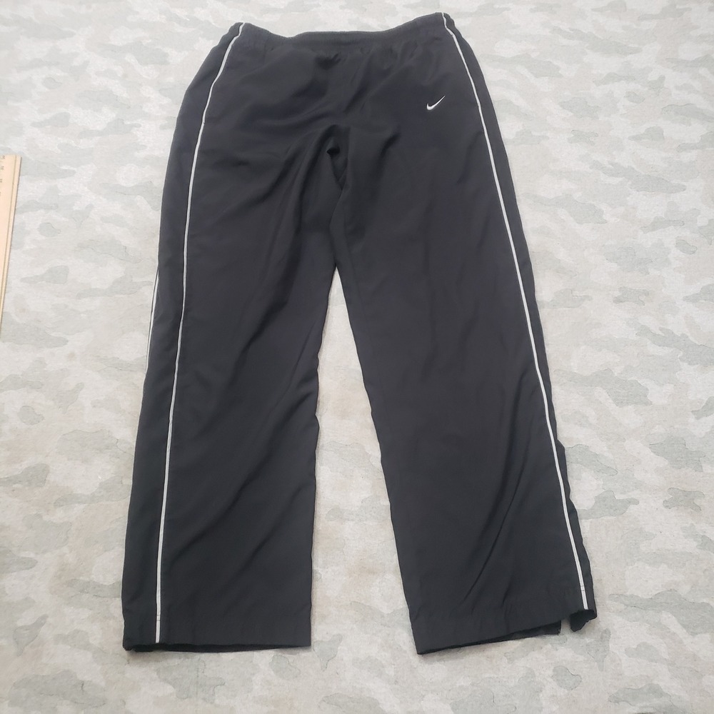 Vintage Nike Track Pants Mens Medium Black Lined Silver Tage Y2k Drawstring